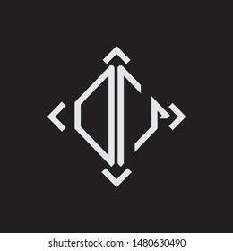 DO Logo Abstrac letter Monogram with Arrow in every side isolated on black background