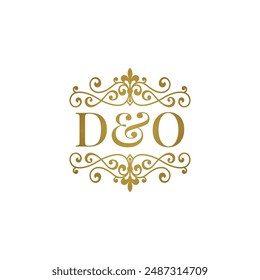 DO logo with gold ornament. Initials D ampersand O for business partner or wedding symbol	