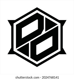 DO Logo monogram with hexagon and sharp shape design template