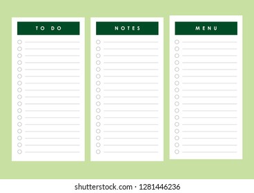 To do - menu - notes list - printable - vector