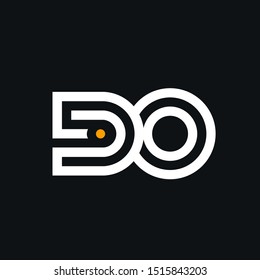 DO monogram logo.Typographic icon with uppercase letter d and letter o overlapping.Line lettering sign isolated on dark background.Alphabet initials.Modern, geometric, tech, web style.