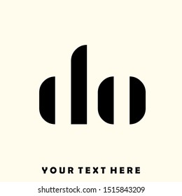 DO monogram.Typographic logo with lowercase letter d and letter o.Lettering icon.Alphabet initials.Characters sign isolated on light background.Modern, web, corporate, stencil style.