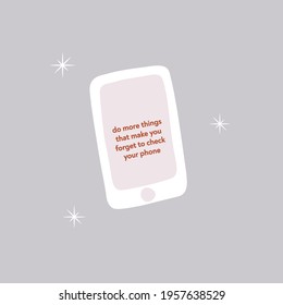 do more things that make you forget to check your phone, concept quote card, retro poster, stars