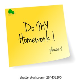 Do My Homework Yellow Stick Note Paper Vector Isolated