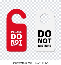 Do no disturb handle door sign. Vector isolated hoter service cardboard sign. Hoted door message. Stock vector. EPS 10