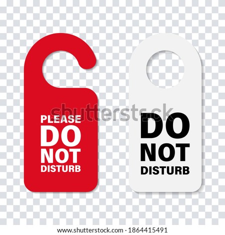 Do no disturb handle door sign. Vector isolated hoter service cardboard sign. Hoted door message. Stock vector. EPS 10