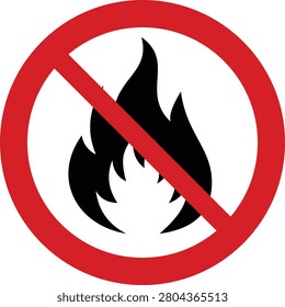 Do not allowed flam or fire prohibited sign icon vector