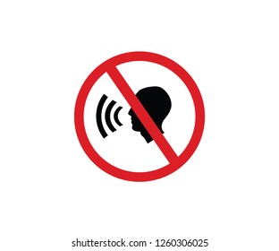 Do not be loud prohibition red sign silence symbol