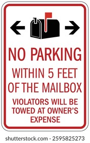 Do not block mailbox no parking warning sign