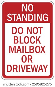 Do not block mailbox no parking warning sign