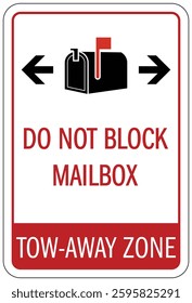Do not block mailbox no parking warning sign