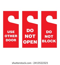 Do not block or open and use other door hanger tags on a white background