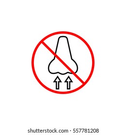 Do not breathe line icon, prohibition sign, forbidden dust hazard, vector graphics, a linear pattern red on a white background, eps 10.