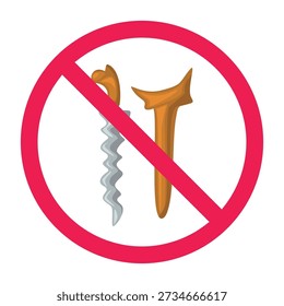 Do not bring weapon symbol, no keris sign, prohibited bladed weapon sign, traditional weapon forbidden icon, do not carry keris symbol, vector illustration
