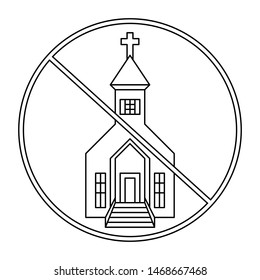 Do not Build Christian Building icon. Simple Vector Illustration.