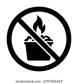 No queme el ícono de Vector de letrero de basura sobre un fondo blanco
Icono de signo de advertencia de Vector