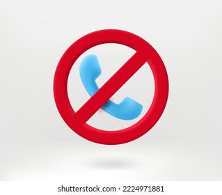 Do not call concept with blue tube. 3d vector illustration