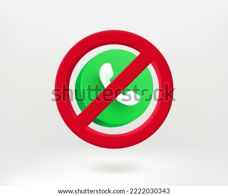 Do not call concept with green button. 3d vector illustration
