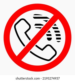 Do not call No phone. Don't use the phone. Call ban. Vector icon.