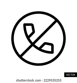 Do not call, No phone calls, Forbidden, Not allowed vector icon in line style design for website, app, UI, isolated on white background. Editable stroke. EPS 10 vector illustration.