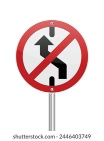 Do not change lane to the left traffic sign on white background