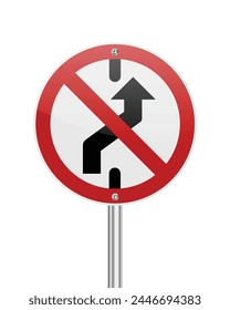 Do not change lane to the right traffic sign on white background