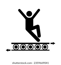 Do Not Climb On Conveyor Black Icon ,Vector Illustration, Isolate On White Background Label. EPS10