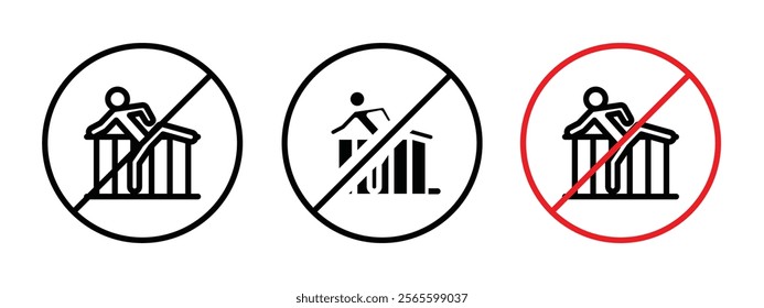 Do not climb sign vector in black and red colors