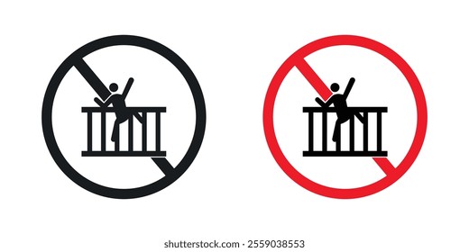 Do not climb sign vectors in black and colored version