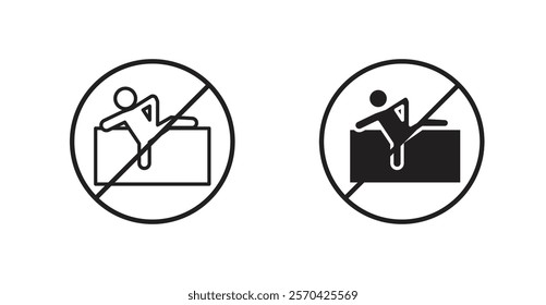 Do not climb sign vectors set in black. line and flat versions