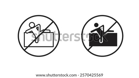 Do not climb sign vectors set in black. line and flat versions