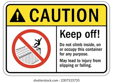 Do not climb warning sign and labels