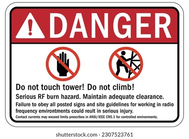 Do not climb warning sign and labels