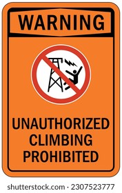 Do not climb warning sign and labels