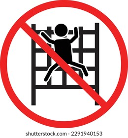 do not climbing icon on white background. No climbing allowed sign. Do not climb symbol. flat style.