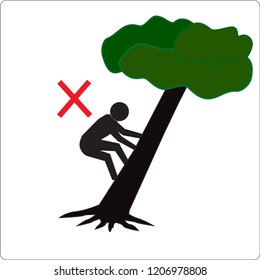 do not climbing the tree symbol, vector illustration.