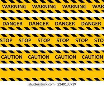 Do not cross. Increased danger. The tape is protective yellow with black. Stop. Caution and warning.