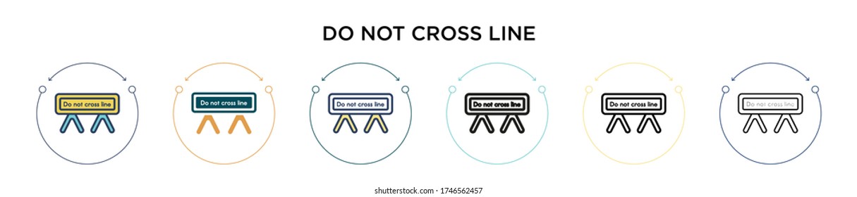 Do not cross line icon in filled, thin line, outline and stroke style. Vector illustration of two colored and black do not cross line vector icons designs can be used for mobile, ui, web