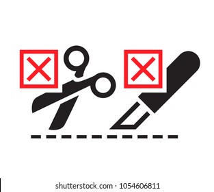 Do not cut. Knife and scissors sign. Vector illustration.