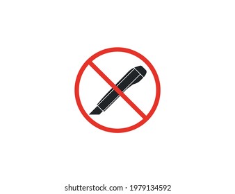 Do Not Cut, Knife, Warning Icon. Vector Illustration.