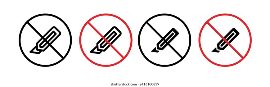 Do Not Cut Line Icon. Danger Knife Use Icon in black and white Color.