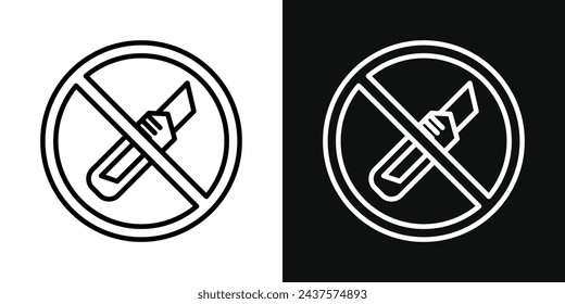 Do Not Cut Sign Icon Set. Vector Illustration