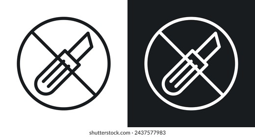Do Not Cut Sign Line Icon on White Background for web.