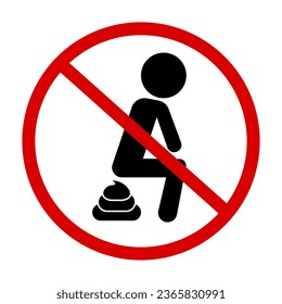 No defecar. Aquí no hay defecación. Vector.
