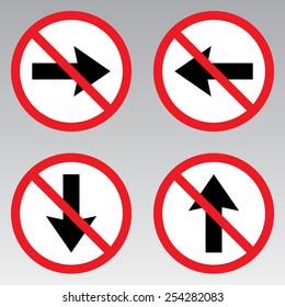 Do not direct, back, left, right traffic sign