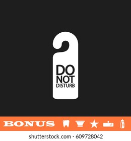 Do Not Distrub icon flat. White pictogram on black background. Vector illustration symbol and bonus button tooth, vase, star, mirror, bottle