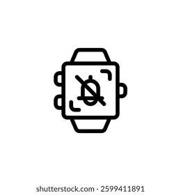 do not disturb be quiet smartwatch outline icon and illustration