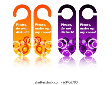 Do Not Disturb And Clean My Room Door Tags, Vector