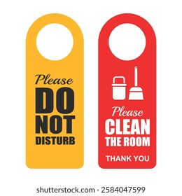 Do Not Disturb and Clean The Room Door Hanger Signs, Hotel Room Door Hanger With different Colors on the Front and Back Yellow and Red