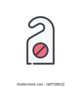 Do not disturb color line icon. Door hanger notification vector outline colorful sign.
